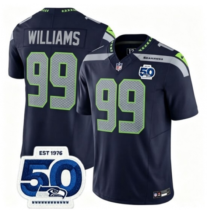 Men's Seattle Seahawks #99 Leonard Williams Blue 2026 F U S E Vapor Untouchable Limited Stitched Football Jersey