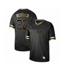 Men's Houston Astros #22 Josh Reddick Authentic Black Gold Fashion Baseball Jersey
