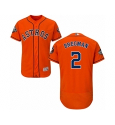 Men's Houston Astros #2 Alex Bregman Orange Alternate Flex Base Authentic Collection 2019 World Series Bound Baseball Jersey