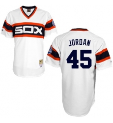 Men's Mitchell and Ness 1983 Chicago White Sox #45 Michael Jordan Replica White Throwback MLB Jersey