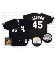 Men's Mitchell and Ness Chicago White Sox #45 Michael Jordan Authentic Black Throwback MLB Jersey