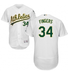 Men's Majestic Oakland Athletics #34 Rollie Fingers White Home Flex Base Authentic Collection MLB Jersey