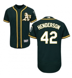 Men's Majestic Oakland Athletics #42 Dave Henderson Green Alternate Flex Base Authentic Collection MLB Jersey