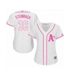 Women's Oakland Athletics #36 Terry Steinbach Authentic White Fashion Cool Base Baseball Jersey