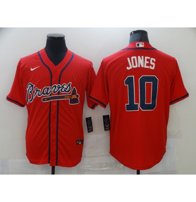 Men's Nike Chipper Jones #10 Atlanta Braves Red Replica Alternate Jersey