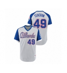 Youth Atlanta Braves #49 Turn Back the Clock Julio Teheran Gray Royal 1979 Authentic Jersey