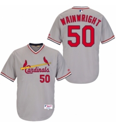 Men's Majestic St. Louis Cardinals #50 Adam Wainwright Replica Grey 1978 Turn Back The Clock MLB Jersey