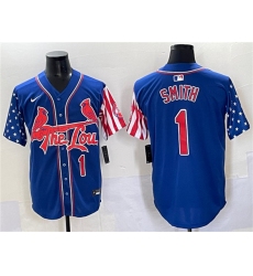 Men's St. Louis Cardinals #1 Ozzie Smith Royal Independence Day Vapor Premier Limited Stitched Baseball Jersey