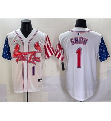 Men's St. Louis Cardinals #1 Ozzie Smith White Independence Day Vapor Premier Limited Stitched Baseball Jersey