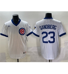 Men's Chicago Cubs #23 Ryne Sandberg White Throwback Stitched Baseball Jersey