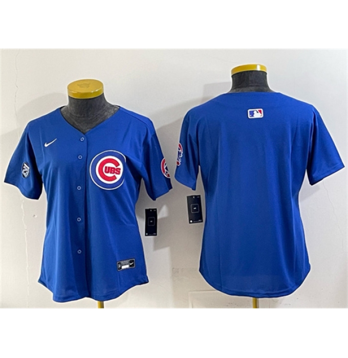 Women's Chicago Cubs Blank Royal 'Ryne Sandberg Tribute' Vapor Limited V2 Stitched Baseball Jersey(Run Small)