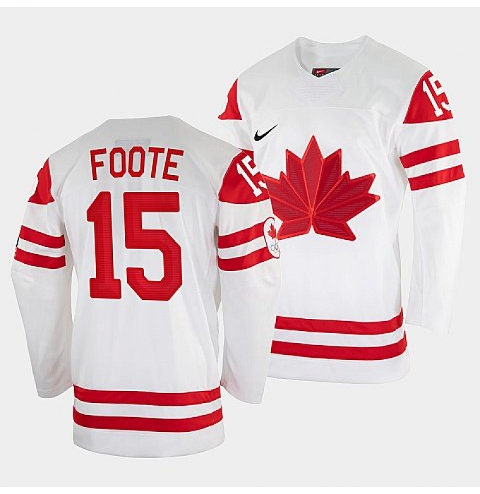 Men's Adam Foote Canada Hockey White 2022 Winter Olympic #15 Salt Lake City Jersey