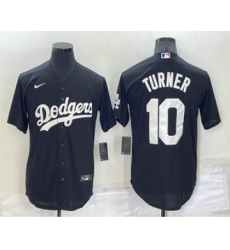 Men's Los Angeles Dodgers #10 Justin Turner Black Turn Back The Clock Stitched Cool Base Jersey