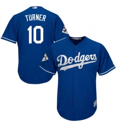 Men's Majestic Los Angeles Dodgers #10 Justin Turner Replica Royal Blue Alternate 2017 World Series Bound Cool Base MLB Jersey