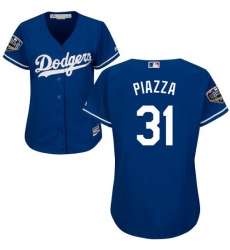 Women's Majestic Los Angeles Dodgers #31 Mike Piazza Authentic Royal Blue Alternate Cool Base 2018 World Series MLB Jersey