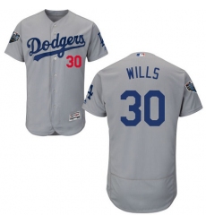 Men's Majestic Los Angeles Dodgers #30 Maury Wills Gray Alternate Flex Base Authentic Collection 2018 World Series MLB Jersey