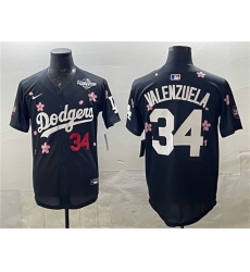 Men's Los Angeles Dodgers #34 Fernando Valenzuela Black 2025 World Series Tokyo Series Limited Stitched Baseball Jersey