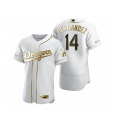 Men's Los Angeles Dodgers #14 Enrique Hernandez Nike White Authentic Golden Edition Jersey