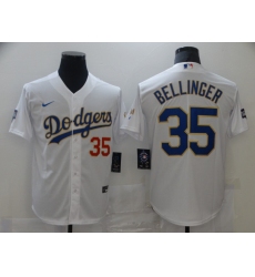 Men's Nike Los Angeles Dodgers #35 Cody Bellinger White Game Champions Authentic Jersey