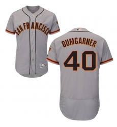 Men's Majestic San Francisco Giants #40 Madison Bumgarner Grey Road Flex Base Authentic Collection MLB Jersey