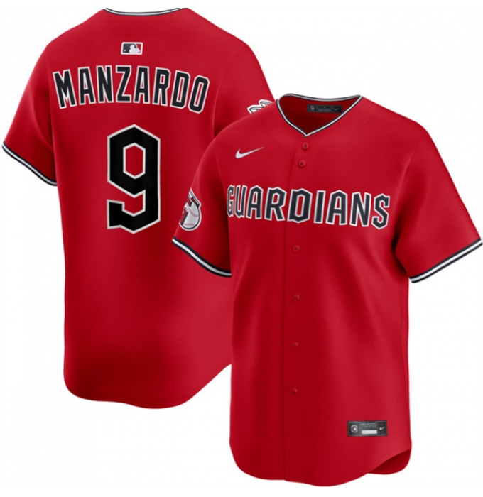 Men's Cleveland Guardians #9 Kyle Manzardo Red Alternate Limited Stitched Baseball Jersey