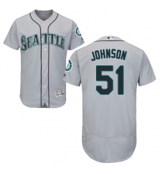 Men's Majestic Seattle Mariners #51 Randy Johnson Grey Road Flex Base Authentic Collection MLB Jersey