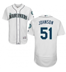 Men's Majestic Seattle Mariners #51 Randy Johnson White Home Flex Base Authentic Collection MLB Jersey