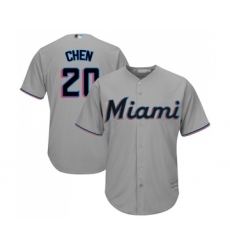 Men's Miami Marlins #20 Wei-Yin Chen Replica Grey Road Cool Base Baseball Jersey