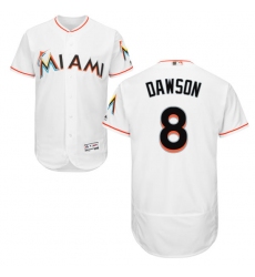 Men's Majestic Miami Marlins #8 Andre Dawson White Home Flex Base Authentic Collection MLB Jersey