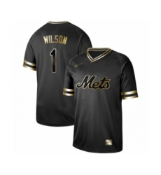 Men's New York Mets #1 Mookie Wilson Authentic Black Gold Fashion Baseball Jersey