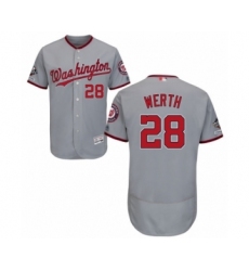 Men's Washington Nationals #28 Jayson Werth Grey Road Flex Base Authentic Collection 2019 World Series Champions Baseball Jersey