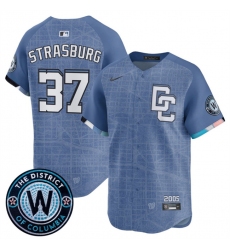Men's Washington Nationals #37 Stephen Strasburg Blue 2025 City Connect Limited Stitched Baseball Jersey