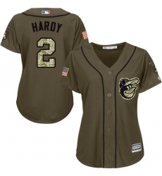 Women's Majestic Baltimore Orioles #2 J.J. Hardy Replica Green Salute to Service MLB Jersey