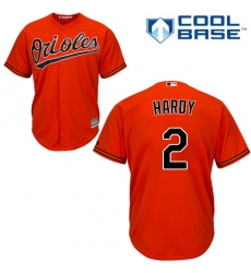 Youth Majestic Baltimore Orioles #2 J.J. Hardy Authentic Orange Alternate Cool Base MLB Jersey