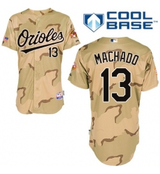 Men's Majestic Baltimore Orioles #13 Manny Machado Authentic Camo Commemorative Military Day Cool Base MLB Jersey
