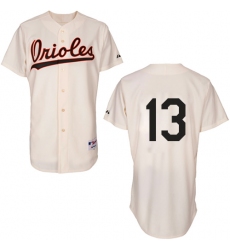 Men's Majestic Baltimore Orioles #13 Manny Machado Replica Cream 1954 Turn Back The Clock MLB Jersey