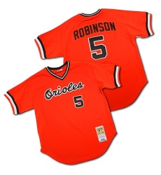 Men's Mitchell and Ness Baltimore Orioles #5 Brooks Robinson Replica Orange Throwback MLB Jersey