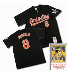 Men's Mitchell and Ness Baltimore Orioles #8 Cal Ripken Authentic Black Throwback MLB Jersey