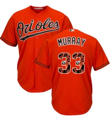 Men's Majestic Baltimore Orioles #33 Eddie Murray Authentic Orange Team Logo Fashion Cool Base MLB Jersey