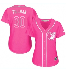 Women's Majestic Baltimore Orioles #30 Chris Tillman Replica Pink Fashion Cool Base MLB Jersey
