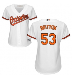 Women's Majestic Baltimore Orioles #53 Zach Britton Authentic White Home Cool Base MLB Jersey