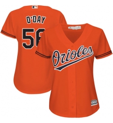 Women's Majestic Baltimore Orioles #56 Darren O'Day Replica Orange Alternate Cool Base MLB Jersey
