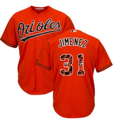 Men's Majestic Baltimore Orioles #31 Ubaldo Jimenez Authentic Orange Team Logo Fashion Cool Base MLB Jersey