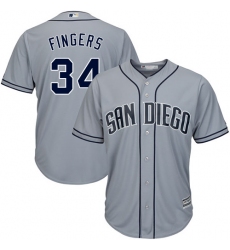 Men's Majestic San Diego Padres #34 Rollie Fingers Replica Grey Road Cool Base MLB Jersey