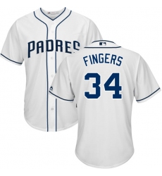 Youth Majestic San Diego Padres #34 Rollie Fingers Replica White Home Cool Base MLB Jersey