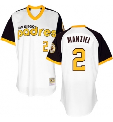 Men's Majestic San Diego Padres #2 Johnny Manziel Replica White 1978 Turn Back The Clock MLB Jersey