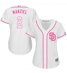 Women's Majestic San Diego Padres #2 Johnny Manziel Authentic White Fashion Cool Base MLB Jersey