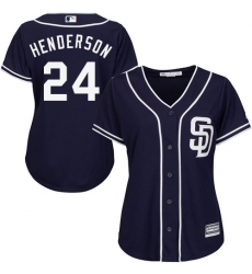 Women's Majestic San Diego Padres #24 Rickey Henderson Authentic Navy Blue Alternate 1 Cool Base MLB Jersey