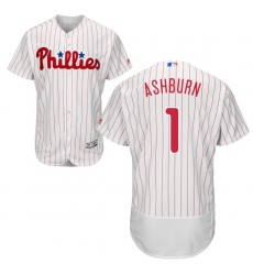 Men's Majestic Philadelphia Phillies #1 Richie Ashburn White Home Flex Base Authentic Collection MLB Jersey