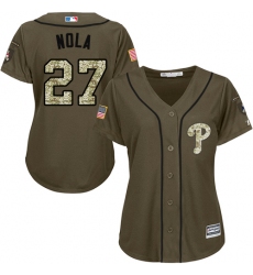 Women's Majestic Philadelphia Phillies #27 Aaron Nola Replica Green Salute to Service MLB Jersey